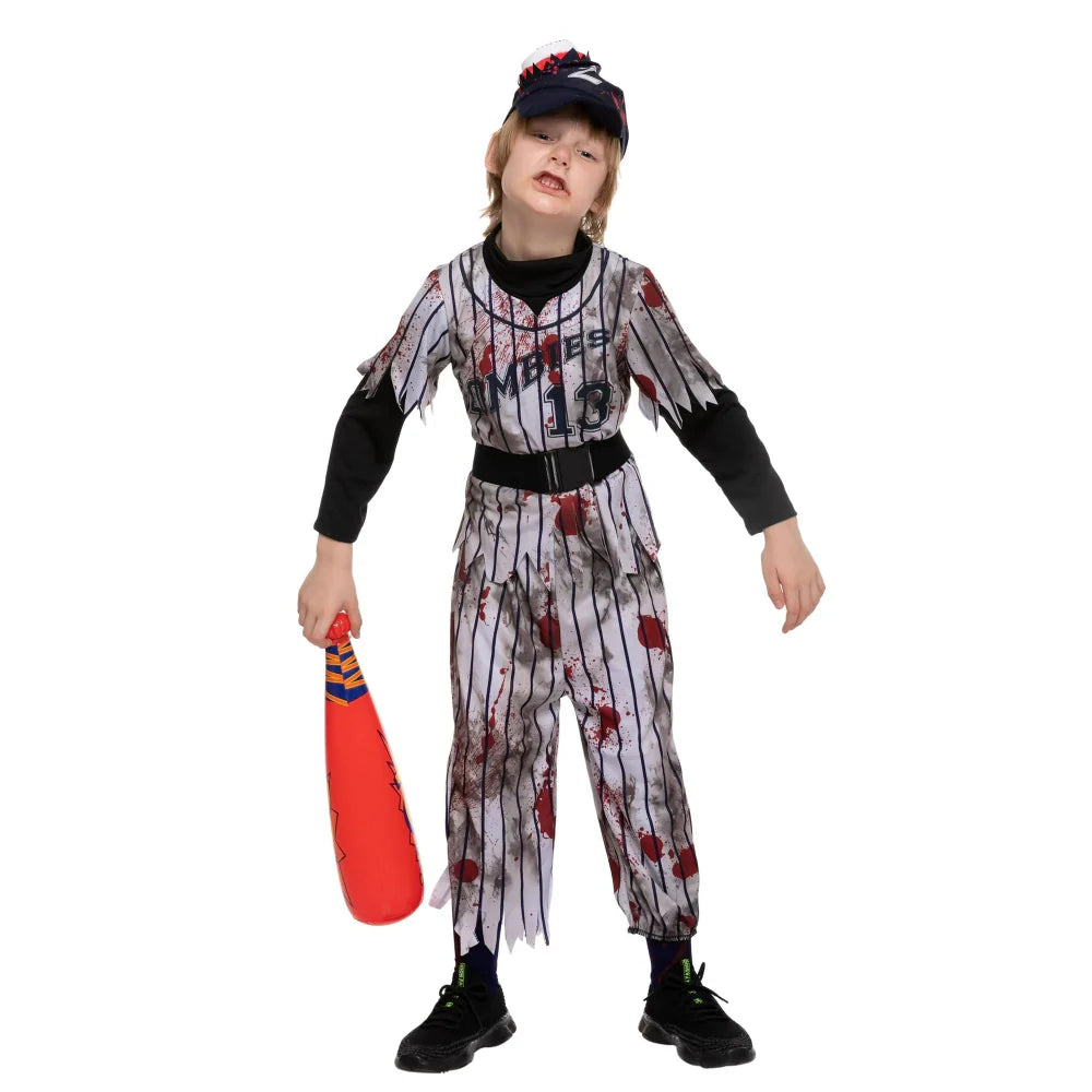 Halloween Costume Kids Zombie Baseball Outfit