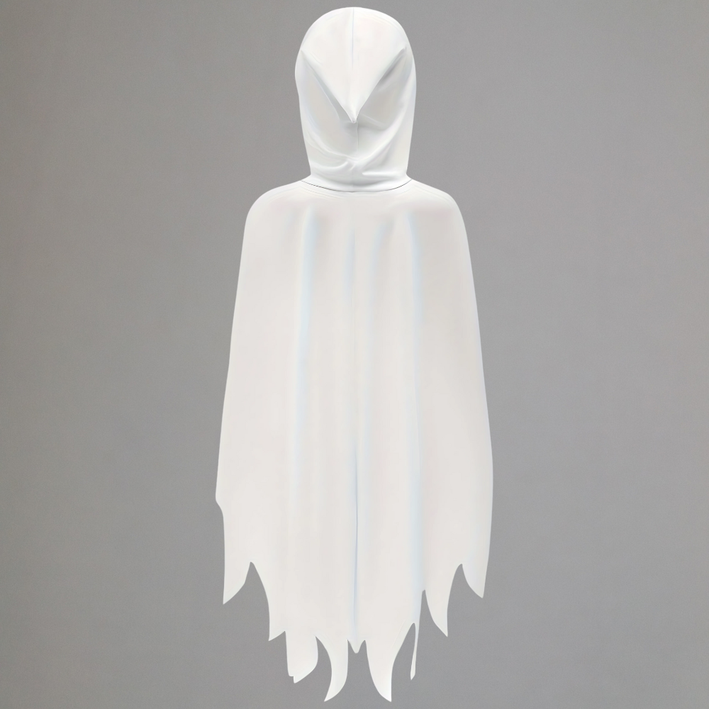 Halloween Ghost Costume Kids Glow Dark Hooded Poncho Cape Outfit