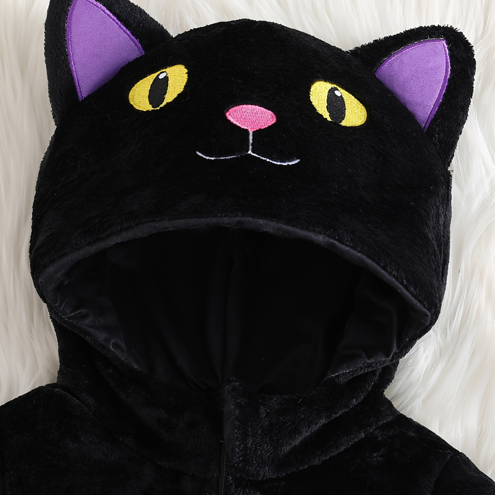 Halloween Kids Cat Costume Hooded Romper Outfit