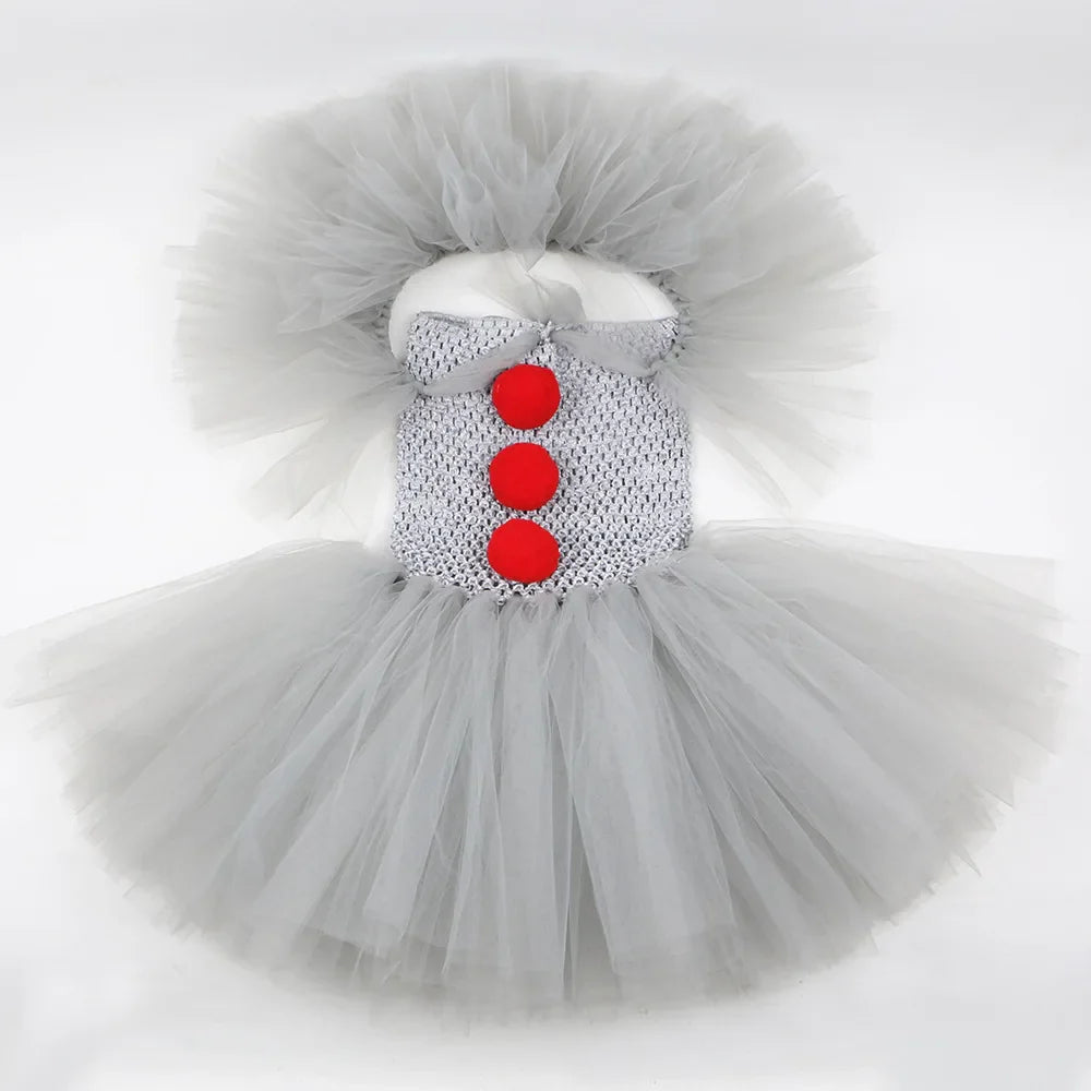 Halloween Kids Clown Costume Tutu Dress