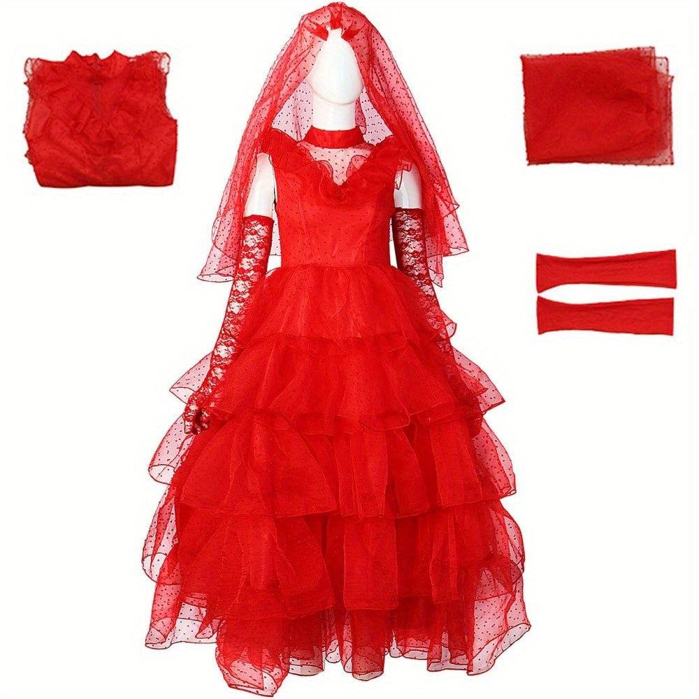 Halloween Red Lace Gothic Costume Dress