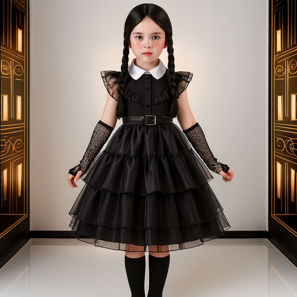 Halloween Witch Costume Kids Gothic Dress
