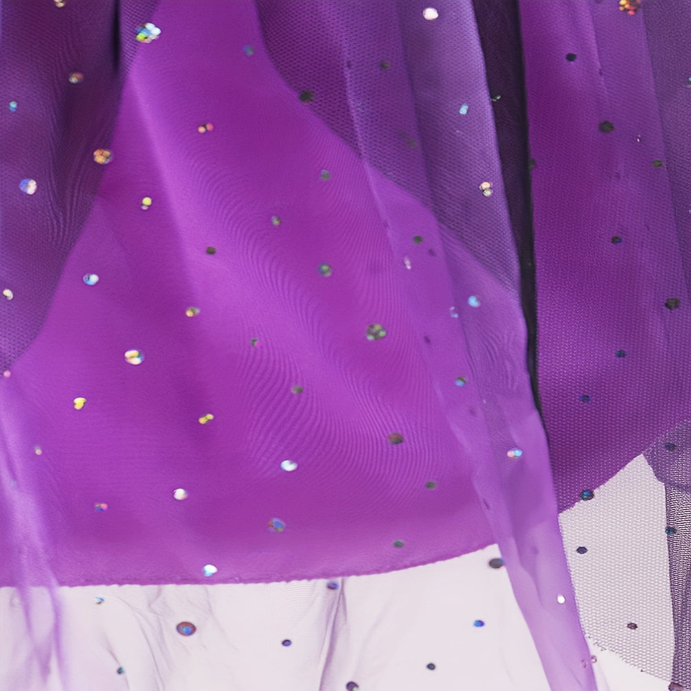 Halloween Witch Costume Kids Lace Polyester Party Dress Hat Set