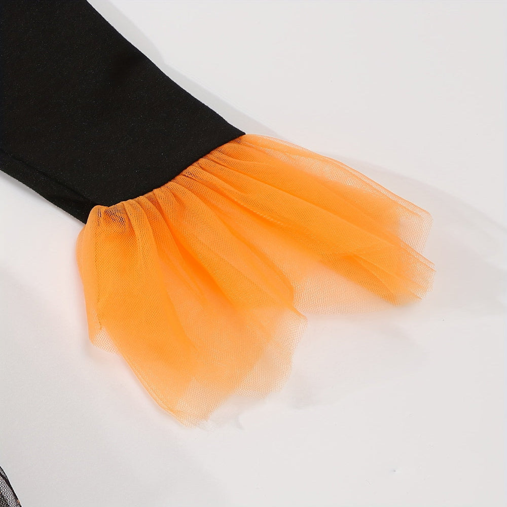 Halloween Witch Costume Kids Mesh Party Dress