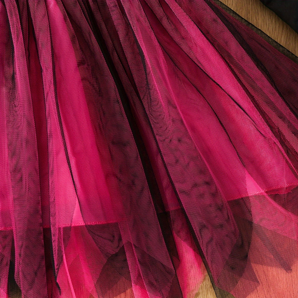 Halloween Witch Costume Kids Skeleton Tulle Dress