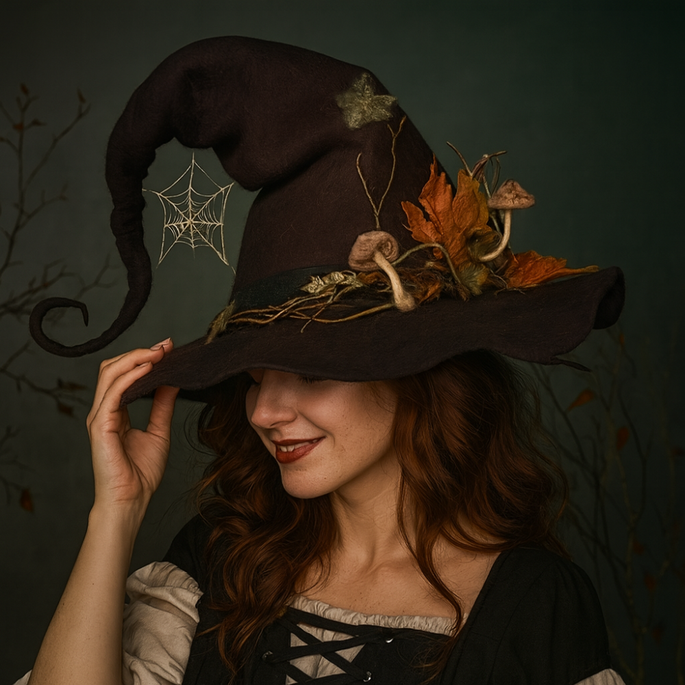 Halloween Witch Hat Handmade Merino Wool Felt