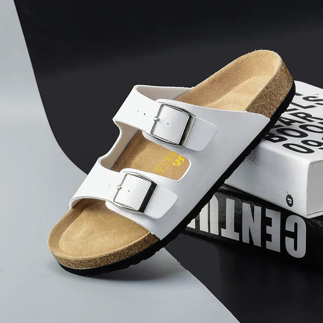 Men's Leather Sandals with Buckle Straps