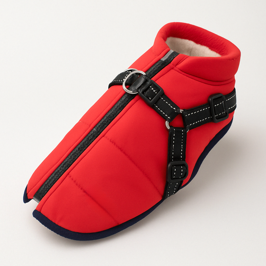 Dog Coat Waterproof Fleece Jacket with Harness