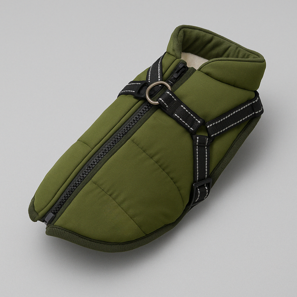 Dog Coat Waterproof Fleece Jacket with Harness