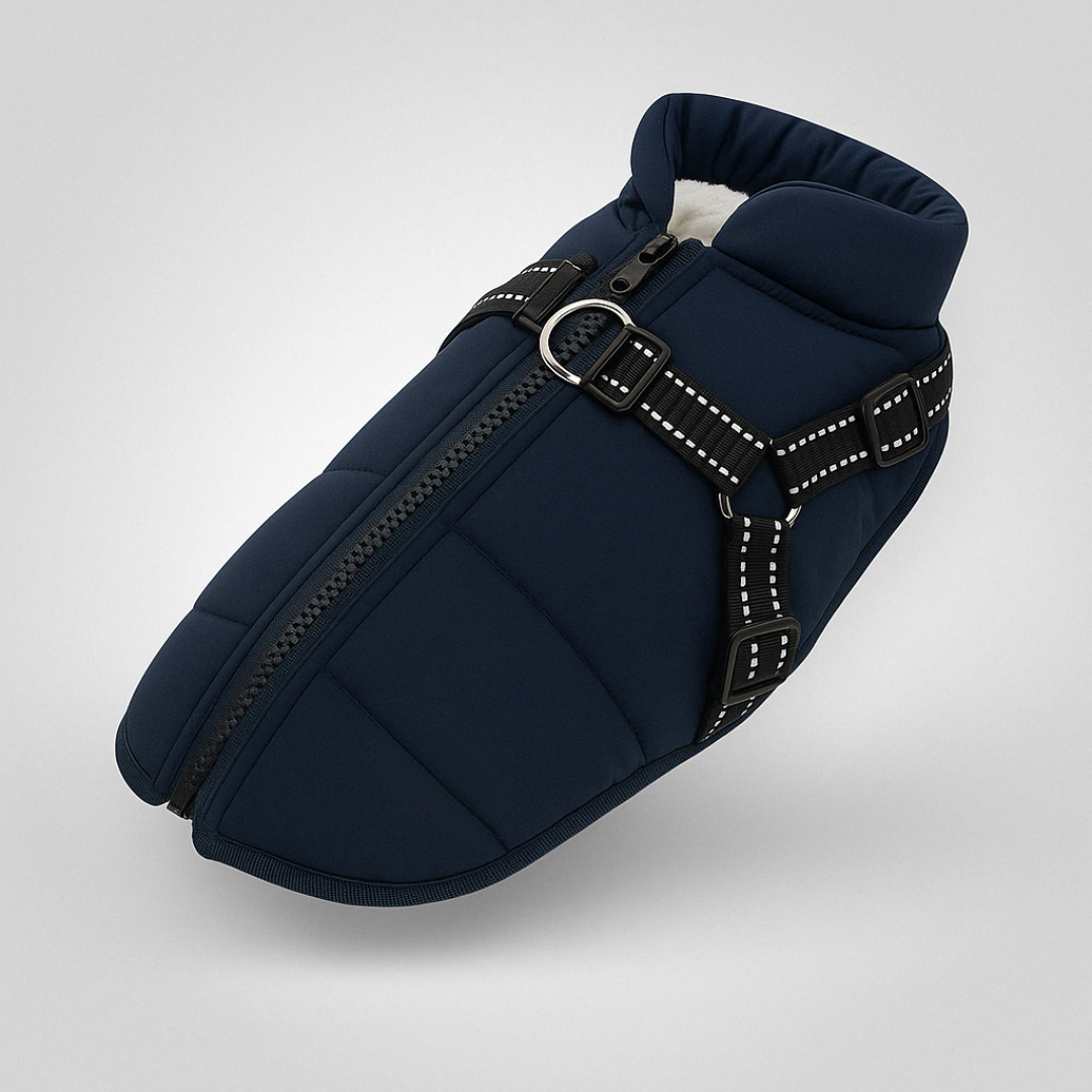 Dog Coat Waterproof Fleece Jacket with Harness
