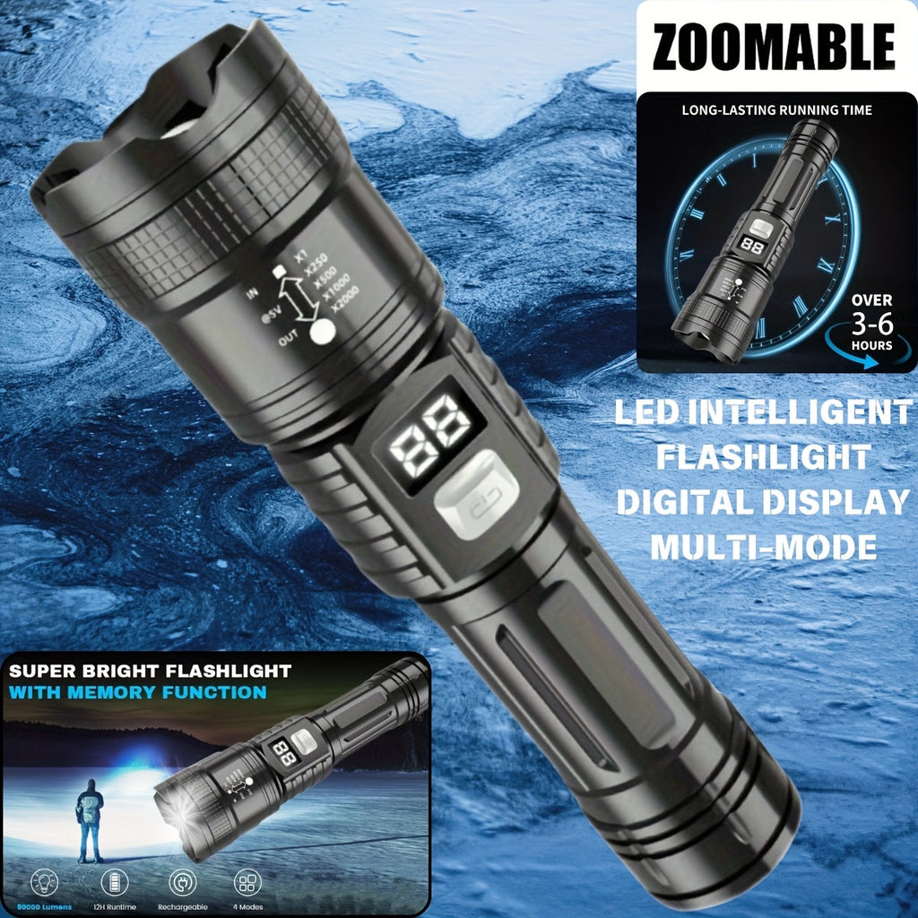 Hunting Gear Torch Rechargeable LED Zoom Flashlight