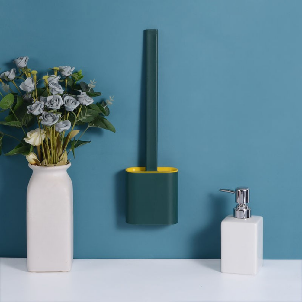 Toilet Brush Silicone Flexible Wall Mounted Set
