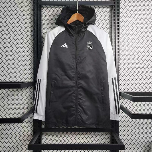 Real Madrid Black & White Windbreaker Jacket