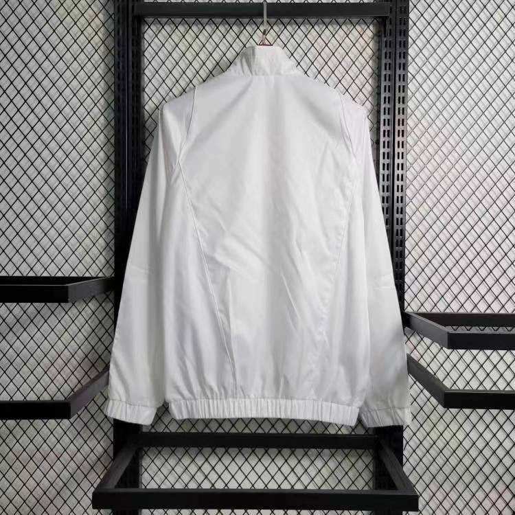 Real Madrid White Windbreaker Jacket with Gold strips