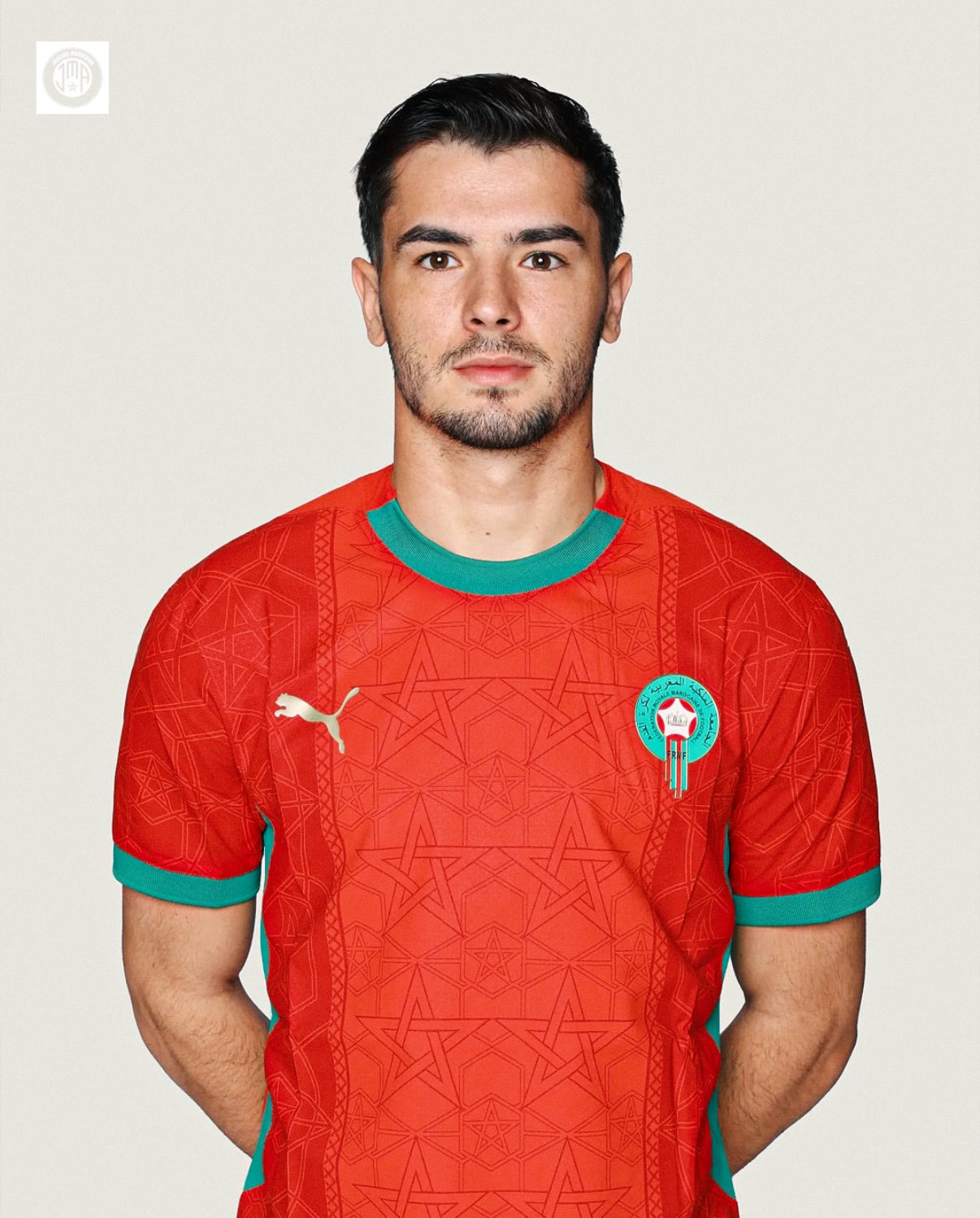 Morocco 2024/2025 Home Jersey – Brahim Diaz wearing the vibrant red and green kit