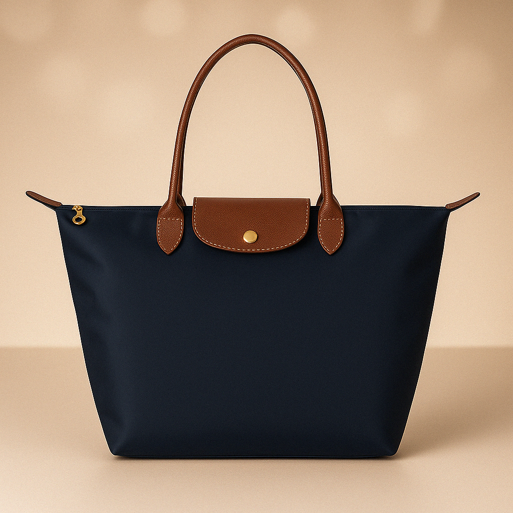 Tote Bag with Leather Handles and Waterproof Lining