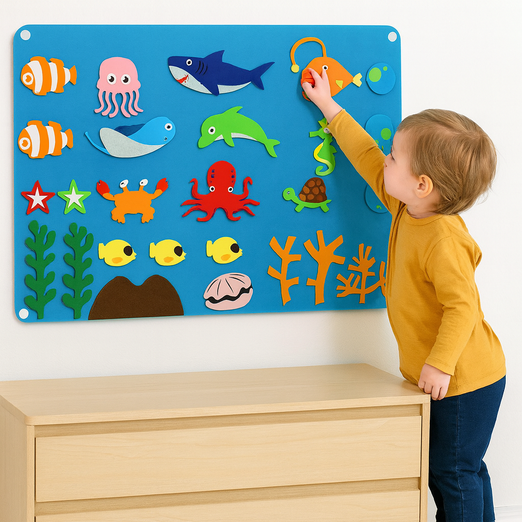 Kids Felt Animal Wall Art Learning Set