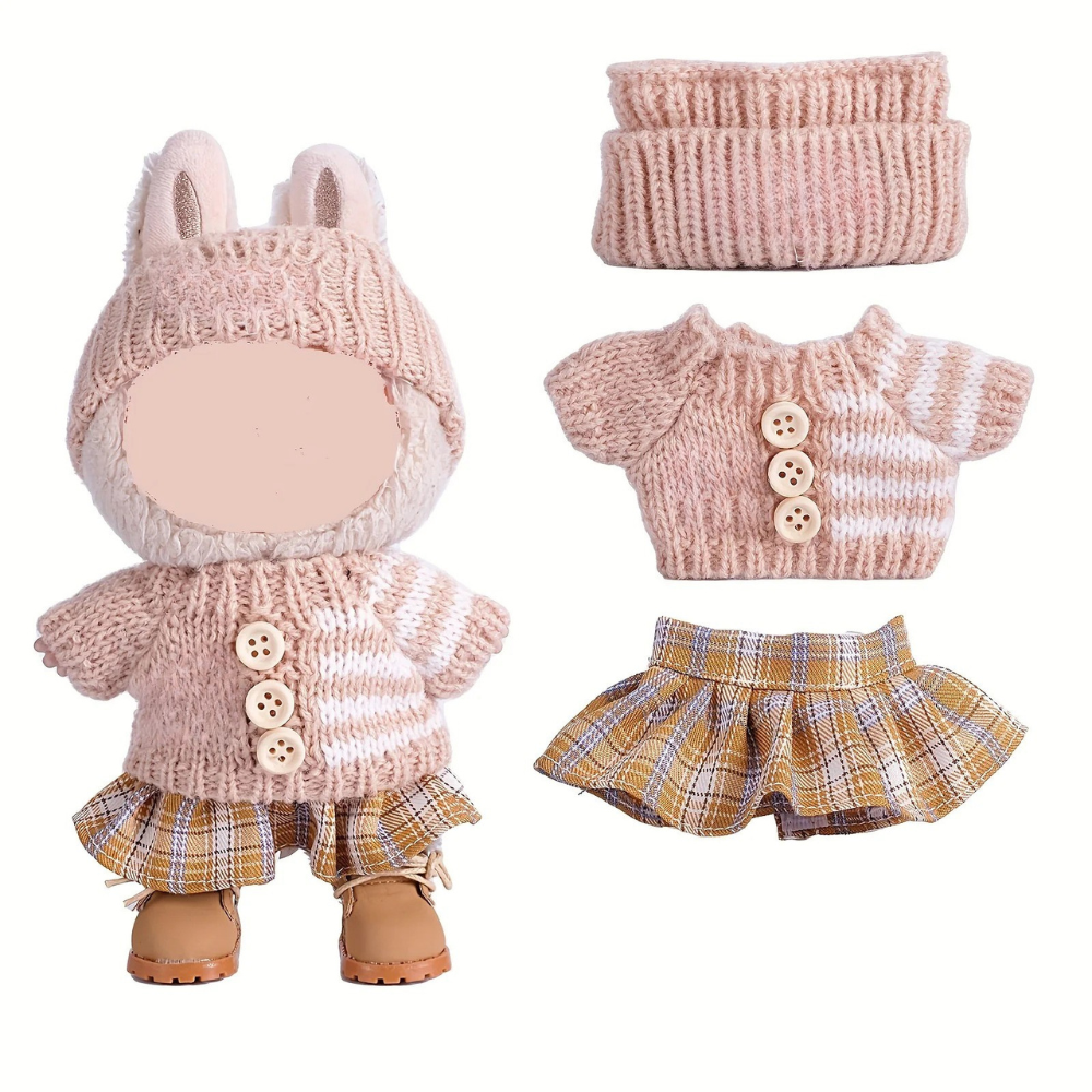 Dolls Clothes Knitted Outfit Set Skirt Wool