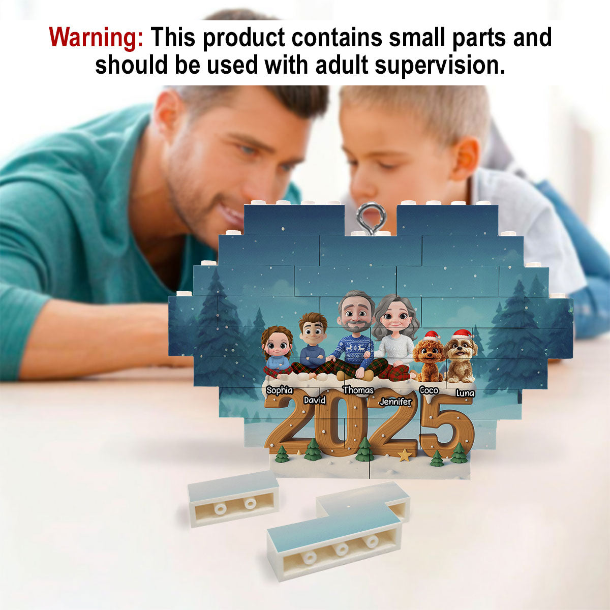 As A Family Now Onwards - Personalized Custom 3D Effect Heart Puzzle Ornament