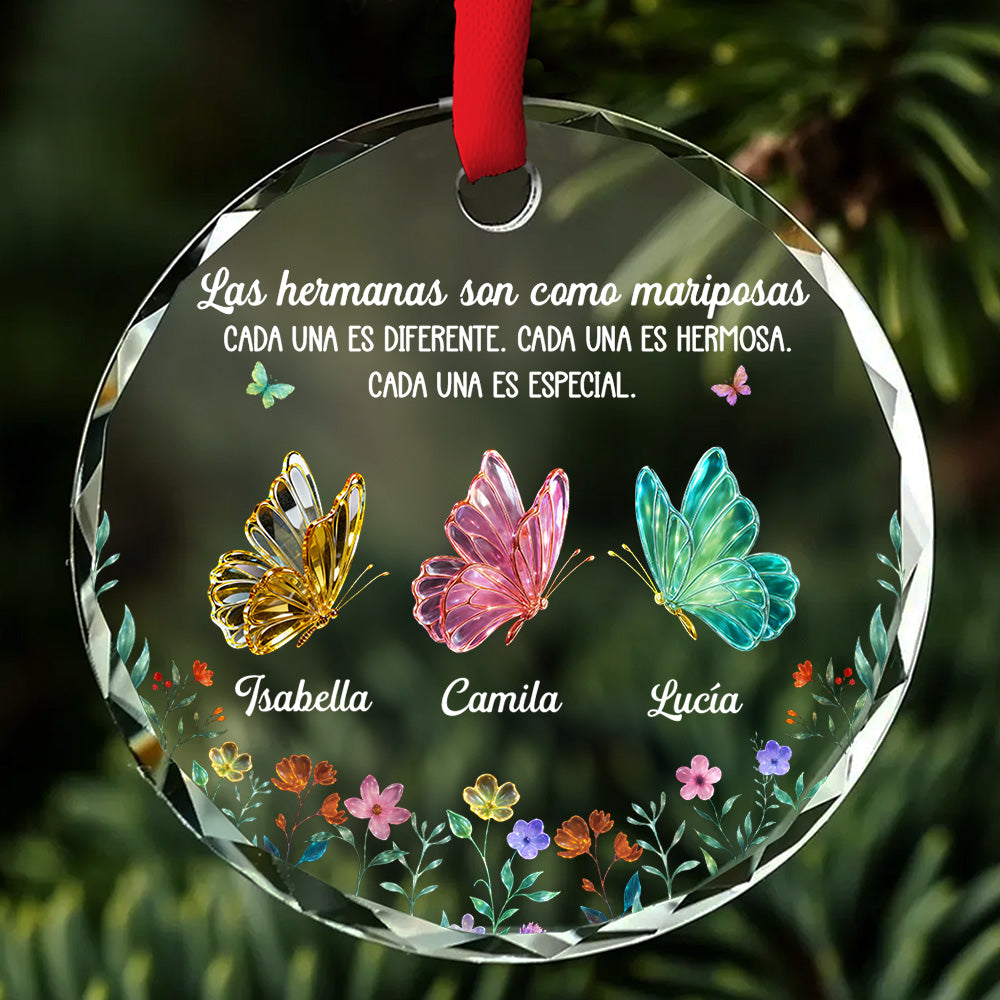 Amor Festivo entre Hermanas - Adorno de Cristal Personalizado