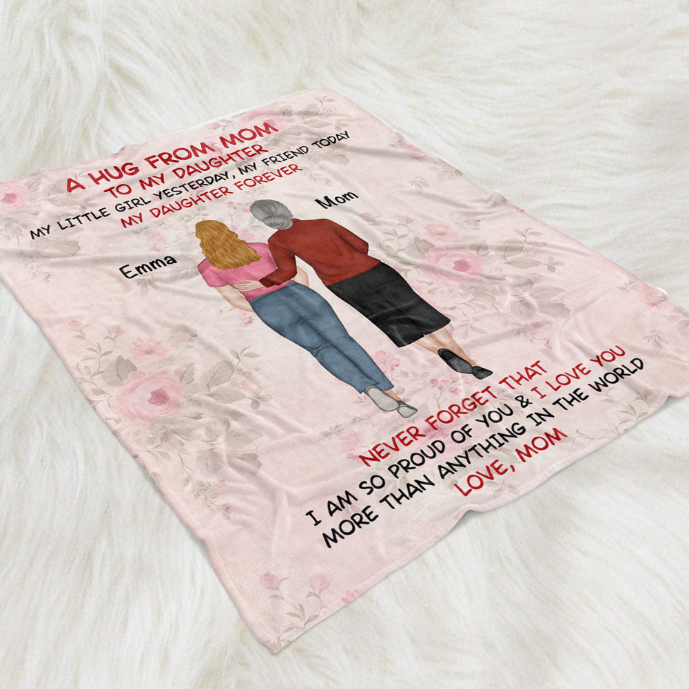 A Hug From Mom - Personalized Custom Fleece Blanket