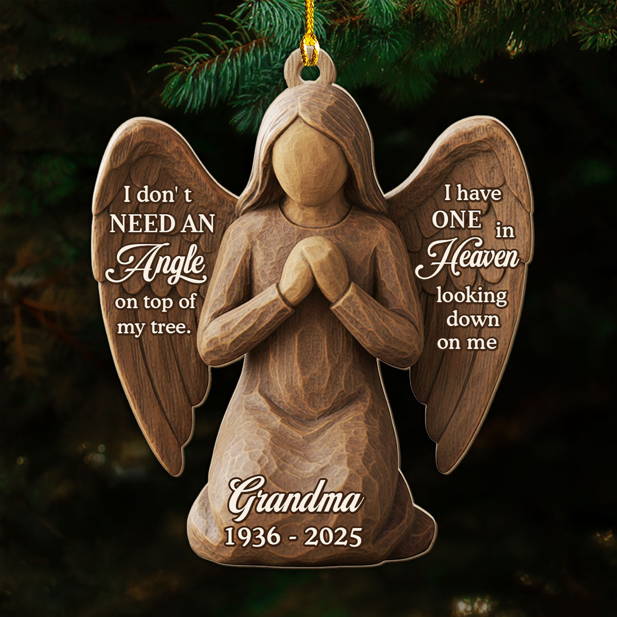 Angel In Heaven Looking Down - Personalized Custom 3D Effect Wood Ornament