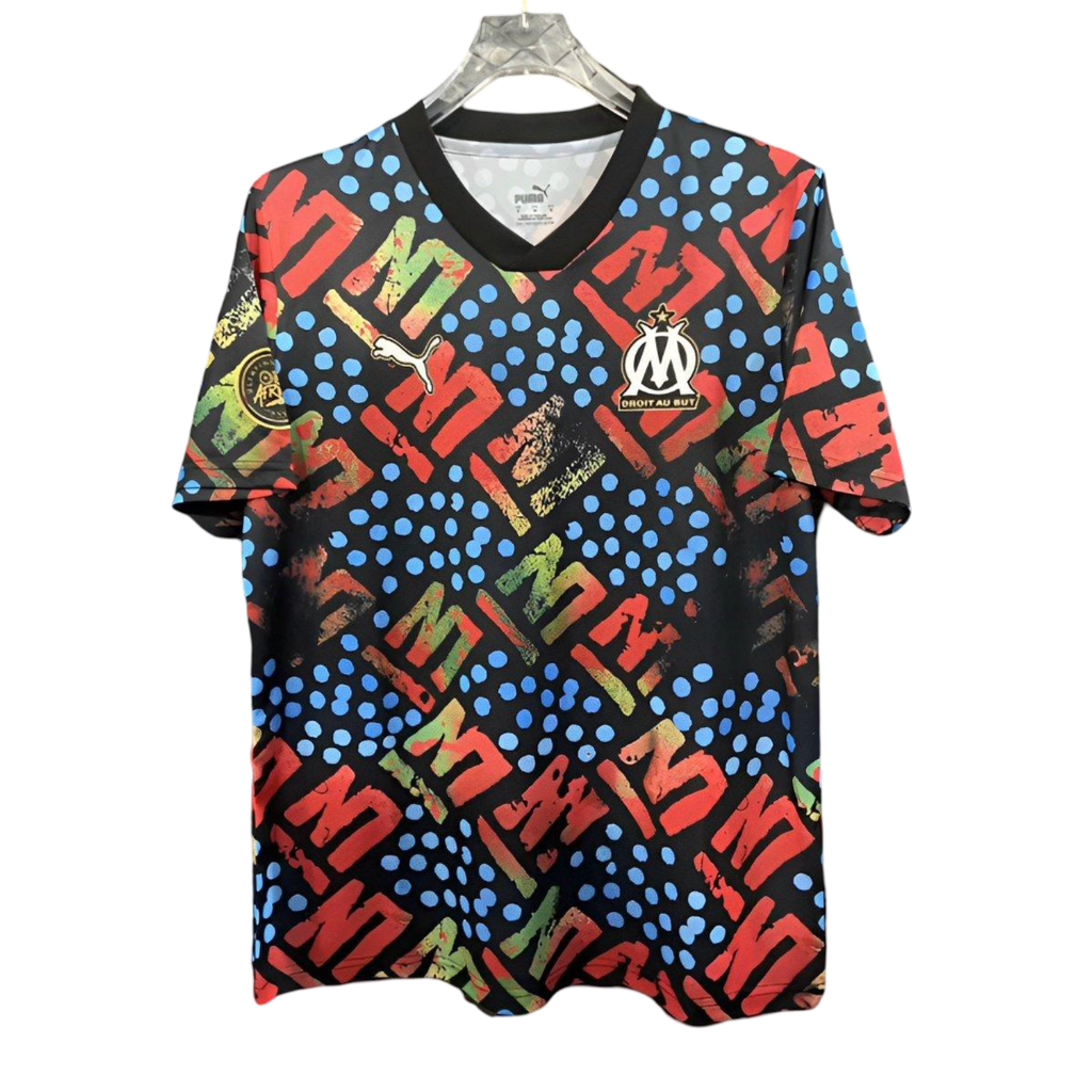 Olympique Marseille 24/25 Africa Black Special Pre-Match Kit – Fan Version with Bold Black Design