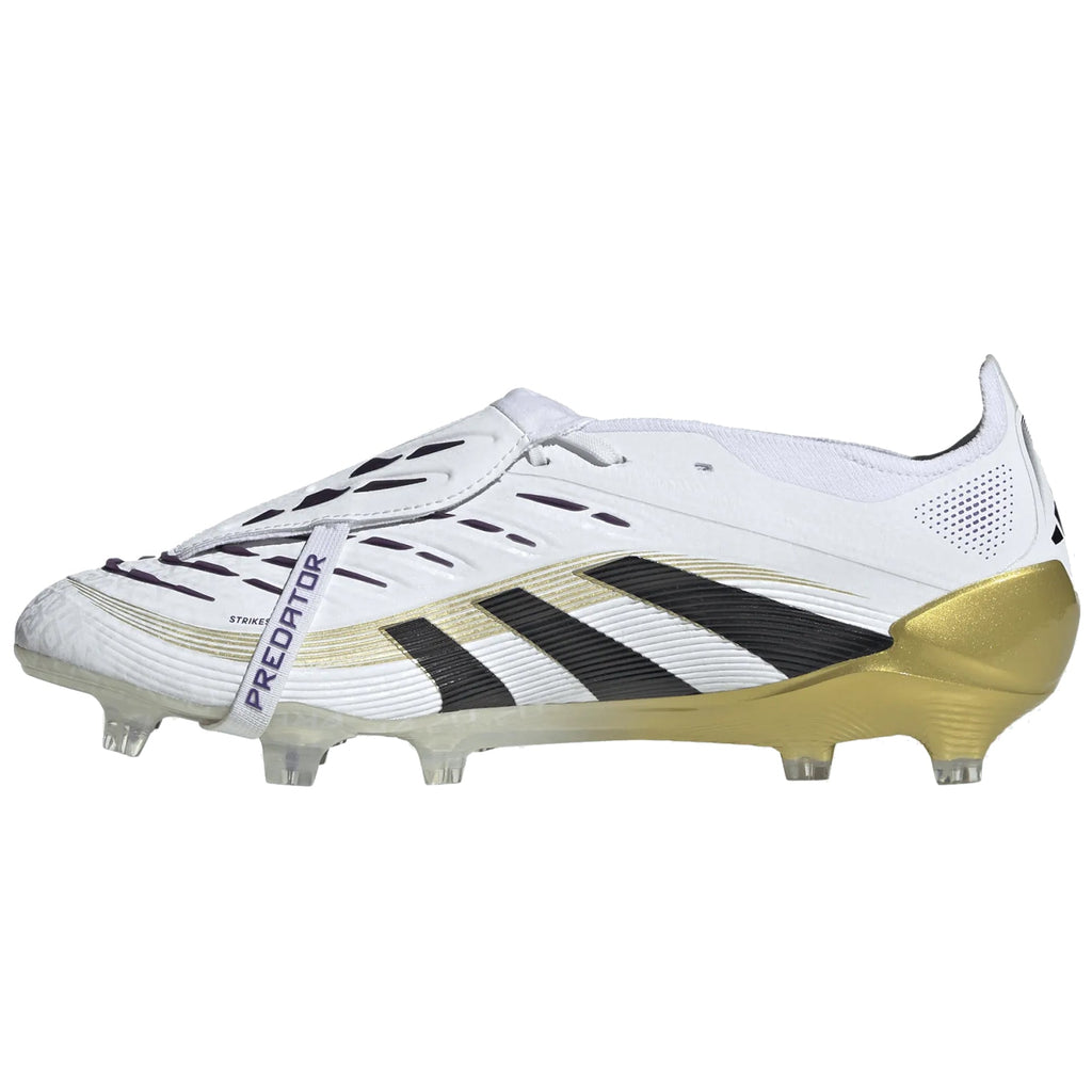 adidas Predator Elite FT Fold Tongue FG Soccer Cleats (White/Black/Metallic Gold)