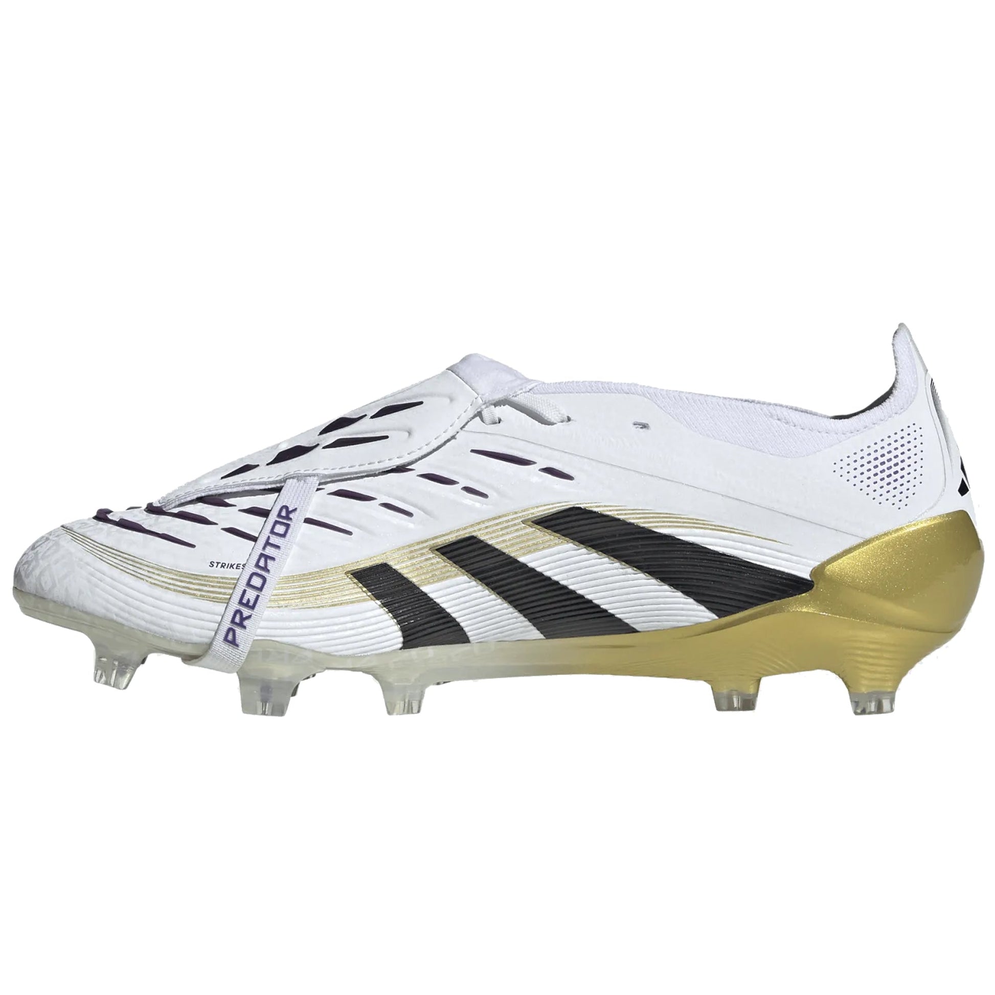 adidas Predator Elite FT Fold Tongue FG Soccer Cleats (White/Black/Metallic Gold)