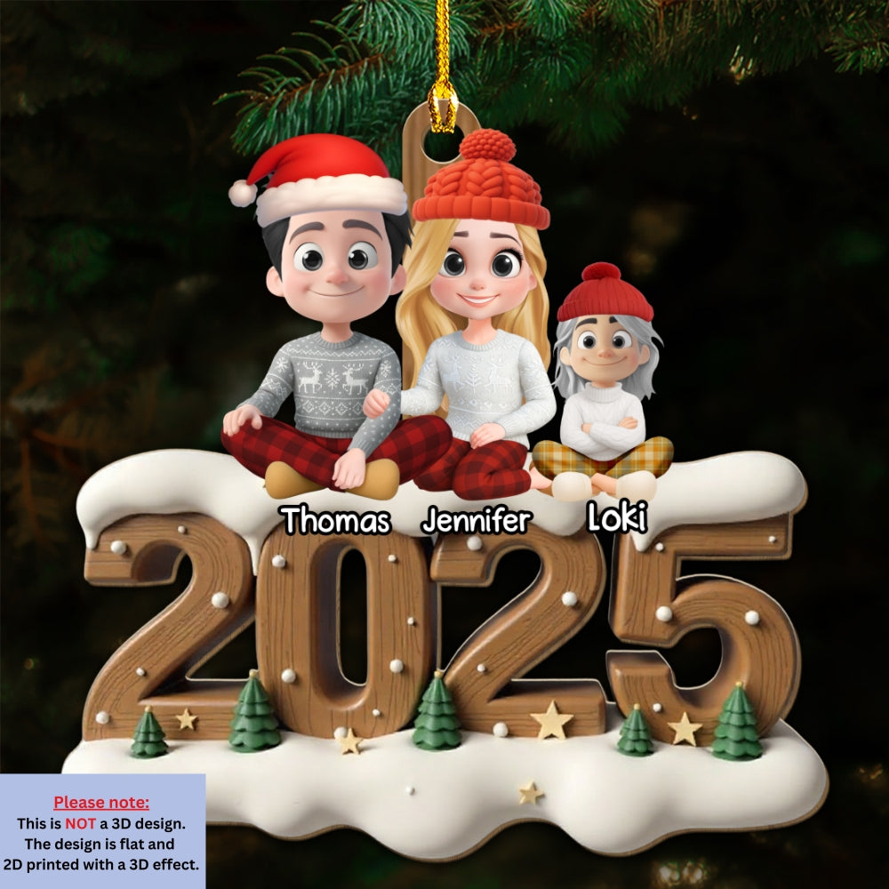 As A Family With Cats - Personalized Custom 3D Effect Wood Ornament