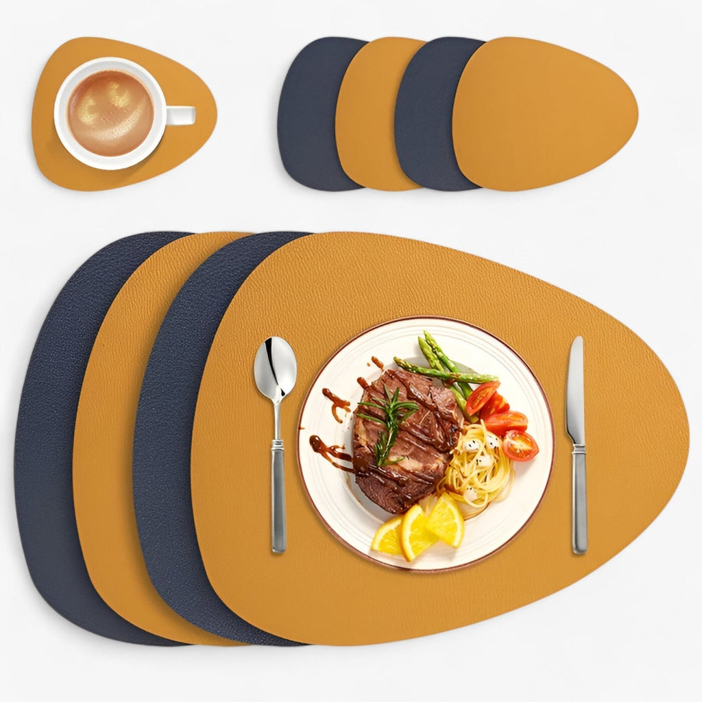 Table Mats Reversible Faux Leather Dining Set