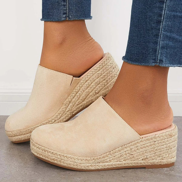 Wedge Sandals Suede Slip On for Women