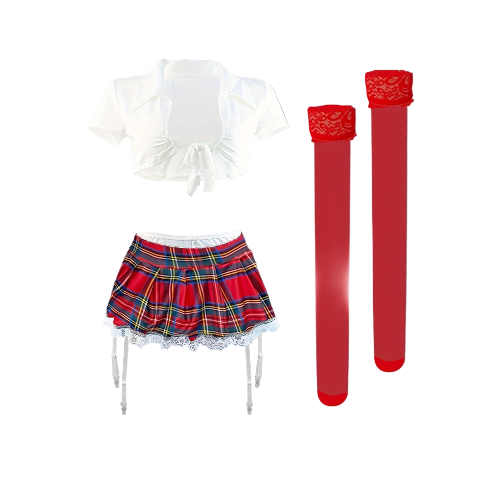 Plaid School Girl Outfit Cosplay Costume