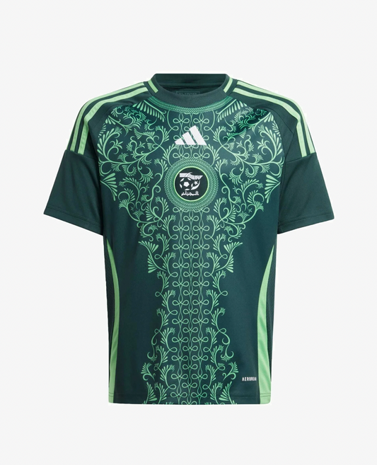 Front view of the Algeria 2024/2025 Away Jersey by Adidas – Sleek white design with green details