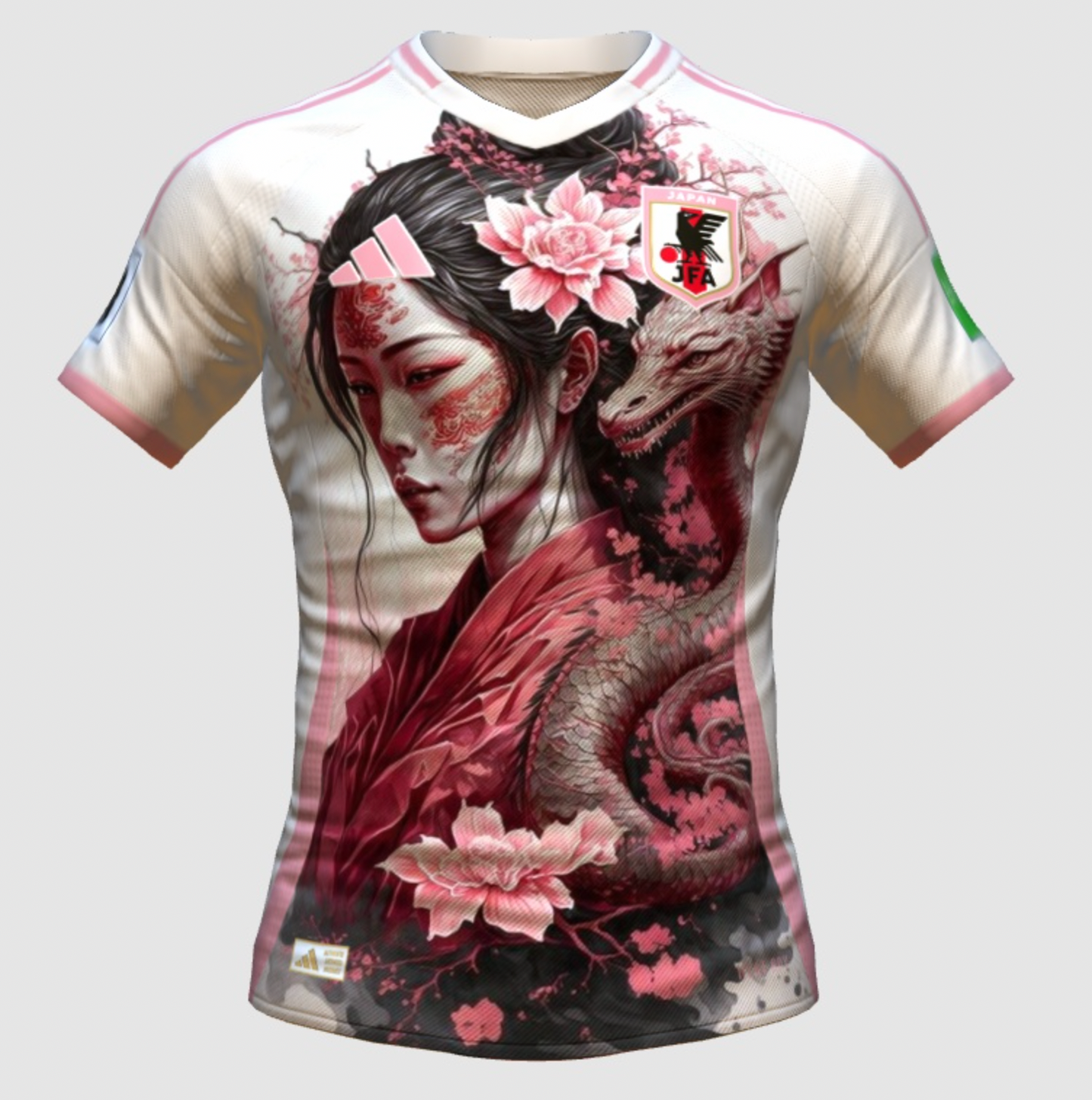 Flat lay of the Japan Geisha 24/25 Kit, capturing the elegant blend of modern sportswear and classic Japanese art