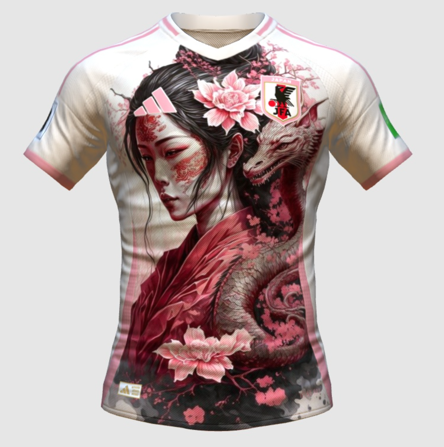 Flat lay of the Japan Geisha 24/25 Kit, capturing the elegant blend of modern sportswear and classic Japanese art