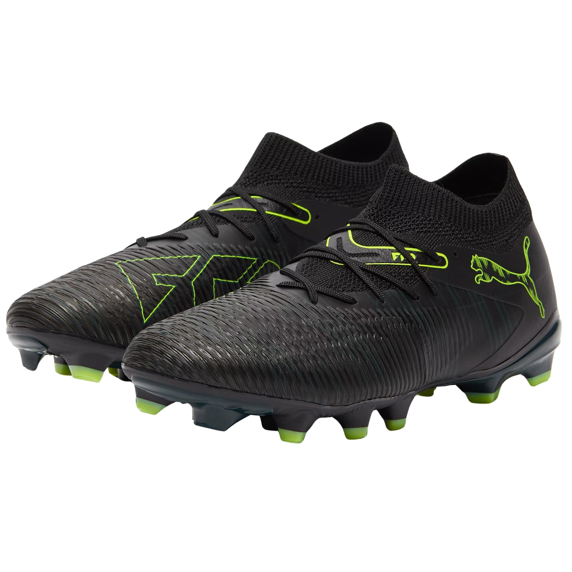 Puma Future 8 Match Firm Ground/Artificial Ground Soccer Cleats (Black/Fizzy Light/Green)