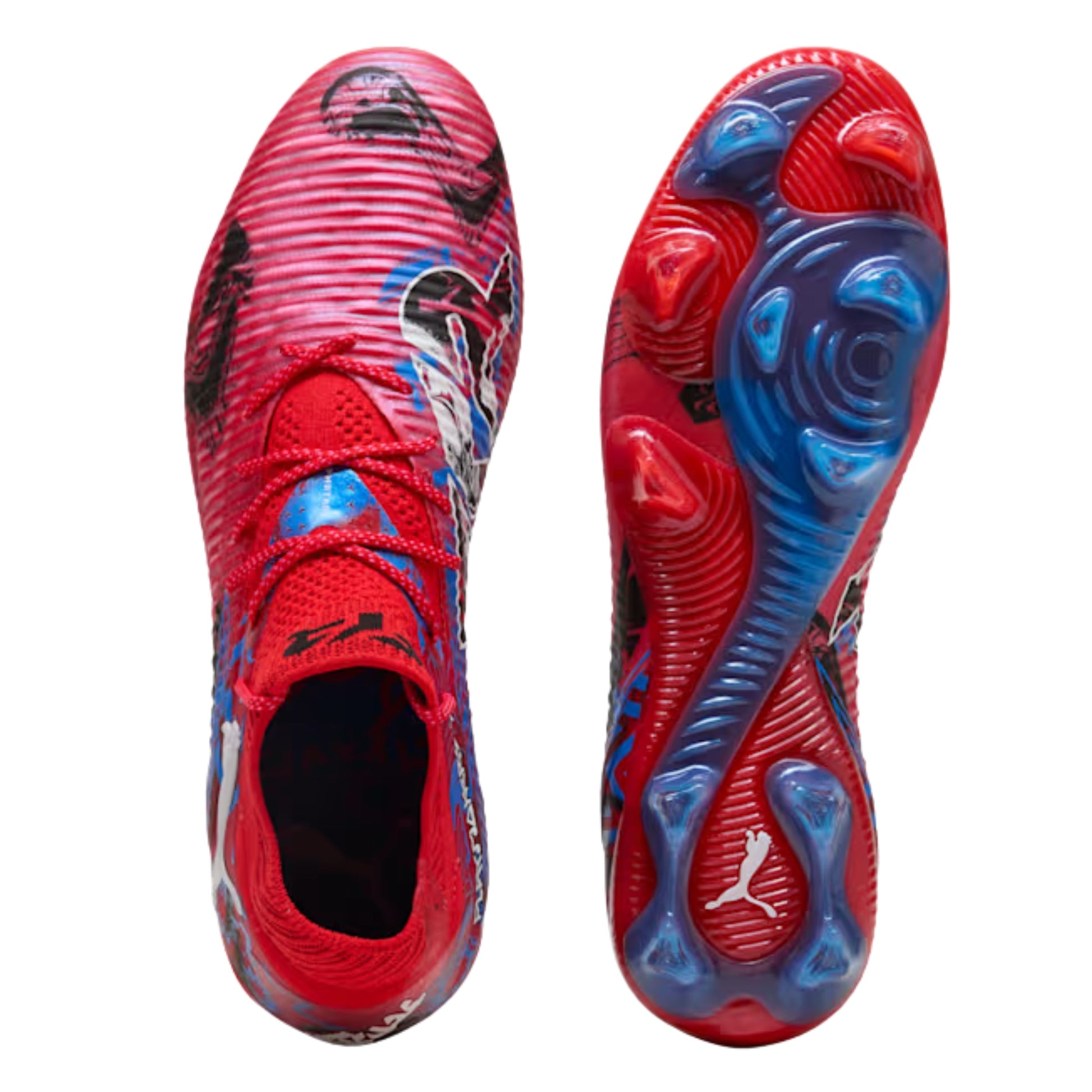 Puma Future 8 Ultimate Playmaker Firm Ground Soccer Cleats (Red/Black/Blue/Pink Pixel)