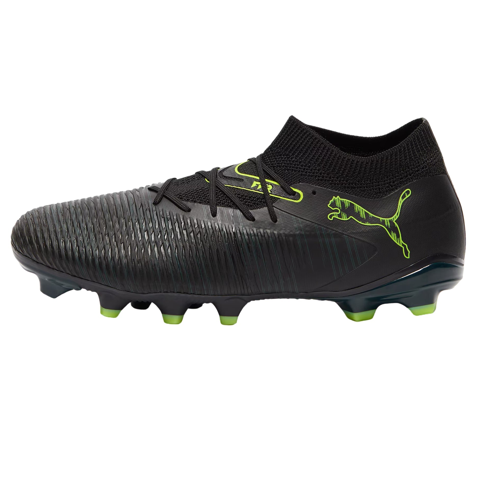 Puma Future 8 Match Firm Ground/Artificial Ground Soccer Cleats (Black/Fizzy Light/Green)