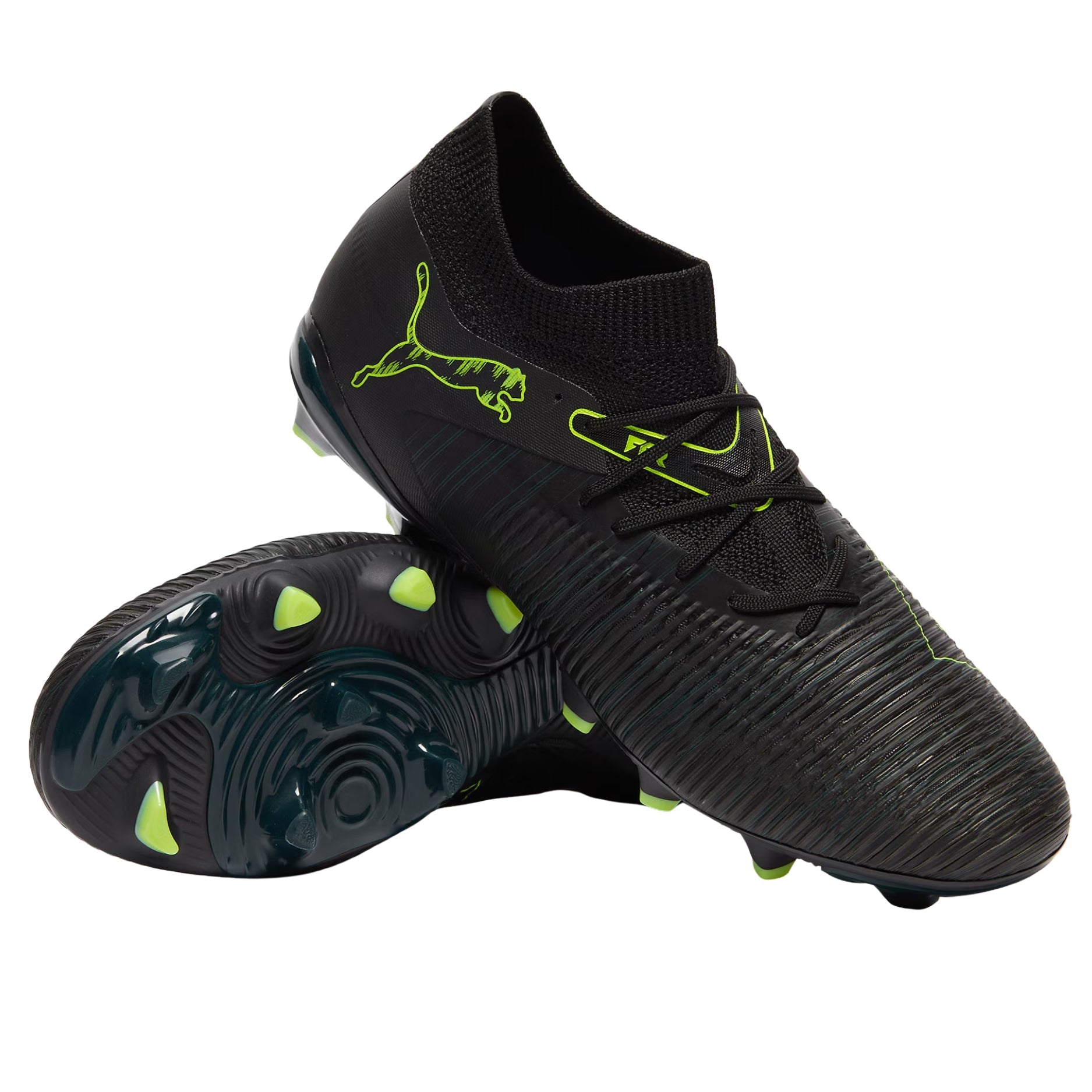 Puma Future 8 Match Firm Ground/Artificial Ground Soccer Cleats (Black/Fizzy Light/Green)