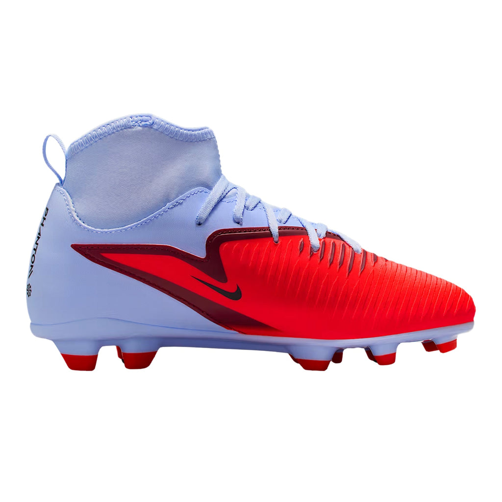 Nike Jr. Phantom 6 High Club Firm Ground/Multi Ground Soccer Cleats (Royal Tint/Bright Crimson)