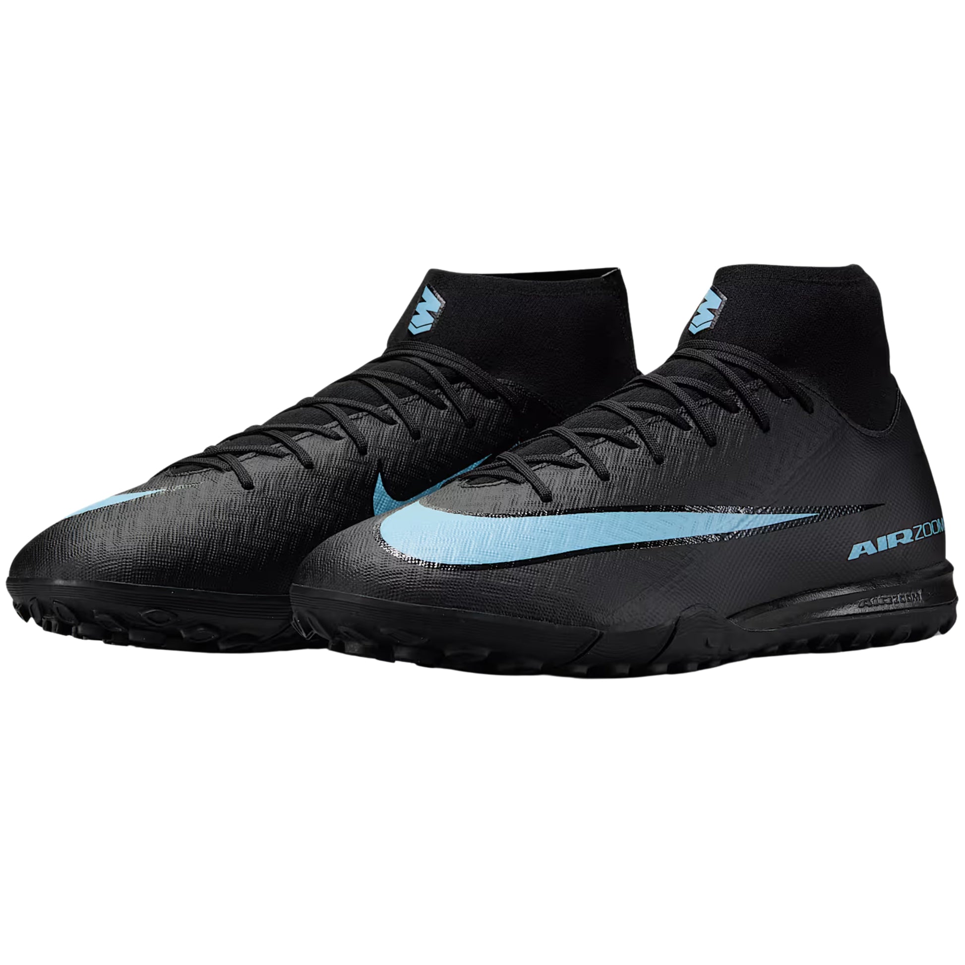 Nike Zoom Superfly 10 Academy Turf Soccer Shoes (Black/Ice Blue)