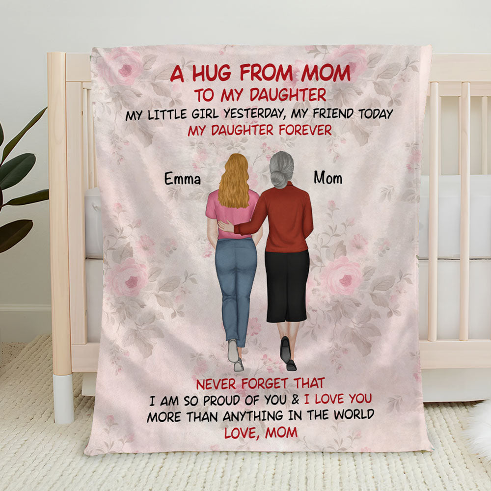 A Hug From Mom - Personalized Custom Fleece Blanket