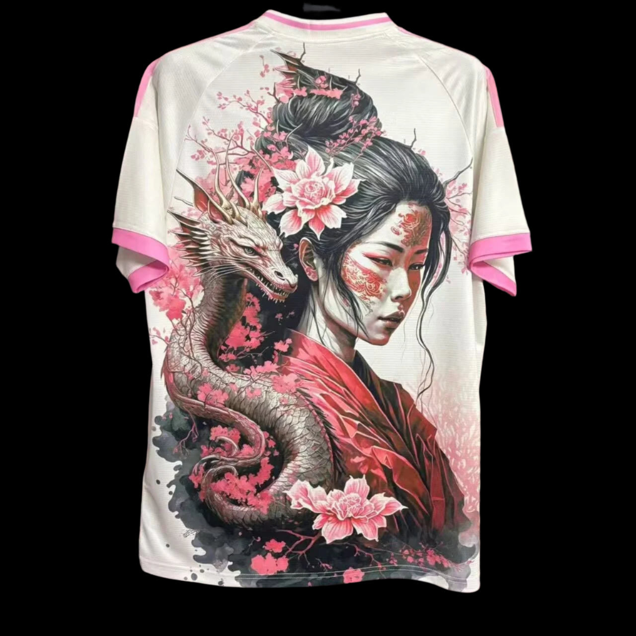Close-up of the Japan Geisha 24/25 Jersey, highlighting delicate Sakura details and cultural motifs