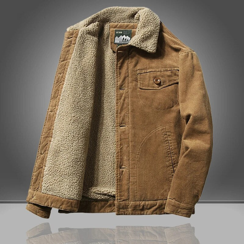Corduroy Jacket with Fleece Lining for Winter