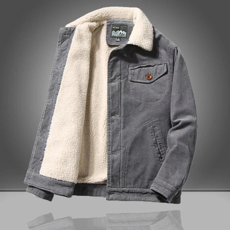 Corduroy Jacket with Fleece Lining for Winter
