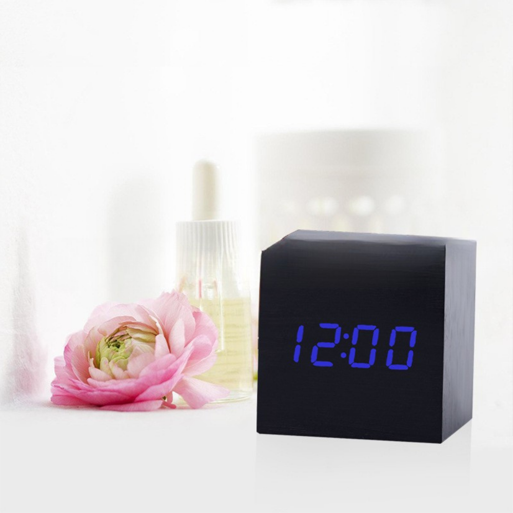Wooden Digital LED Alarm Clock Display