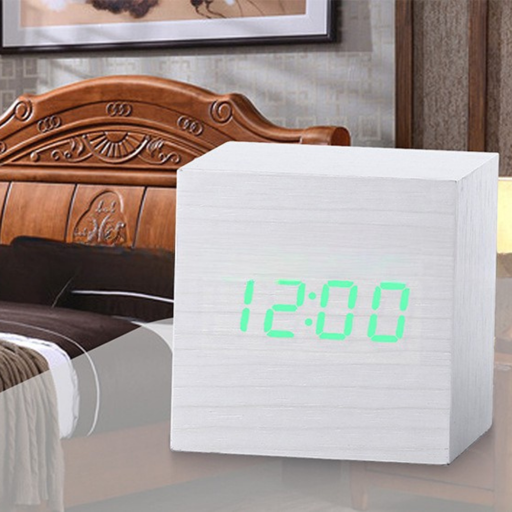 Wooden Digital LED Alarm Clock Display