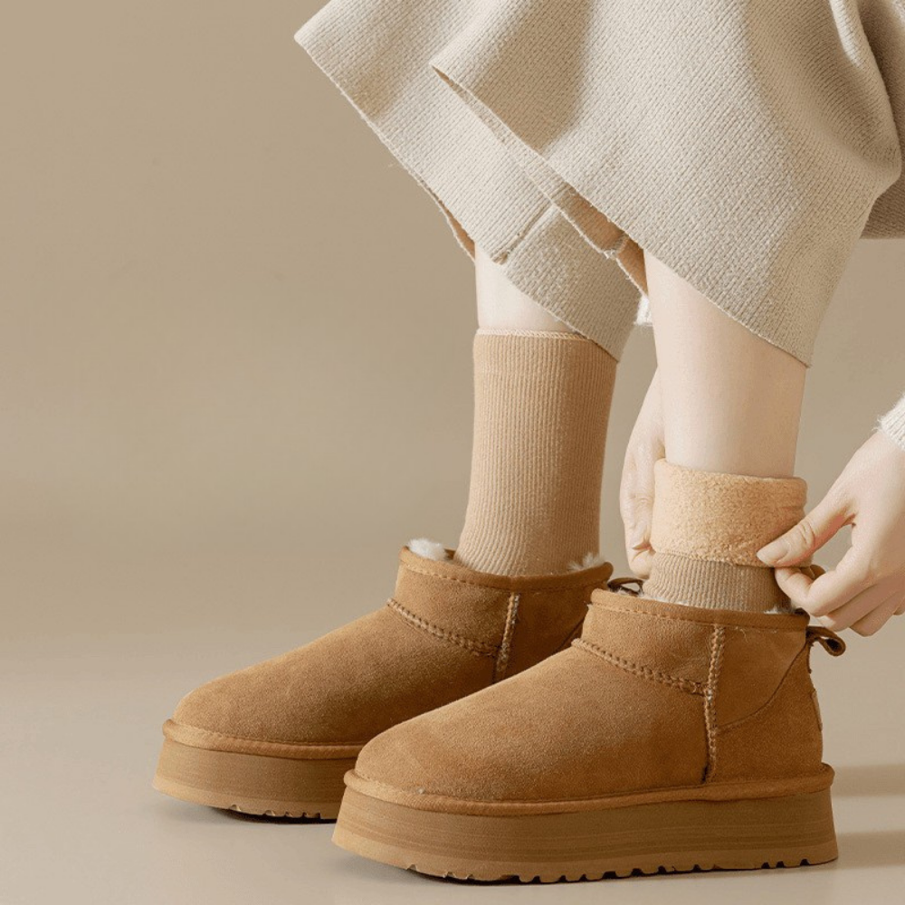 Women’s Platform Ankle Boots - Warm Fur Lining Stylish Comfort