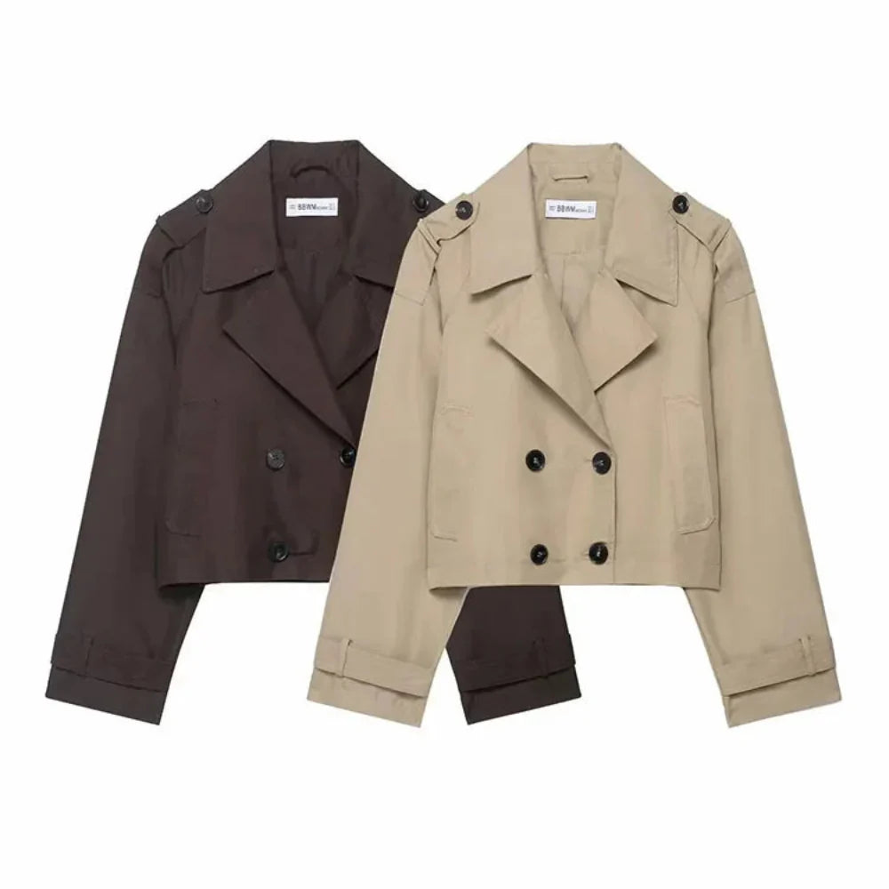 Women’s Chic Trench Coat - Stylish Double-Breasted Outerwear